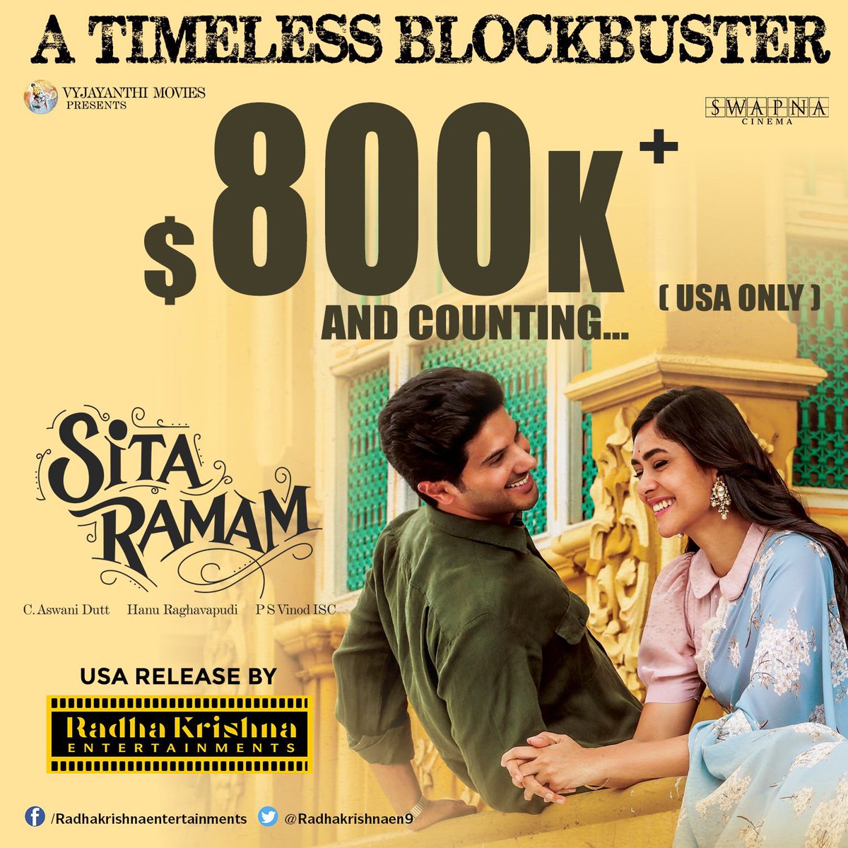 cinebucket's tweet photo. #SitaRamam Gross in USA $816,616 so far !!

Need $183,384 for reaching one million milestone.

#DulquerSalmaan #MrunalThakur #RashmikaMandanna https://t.co/LjPiHjLZAV