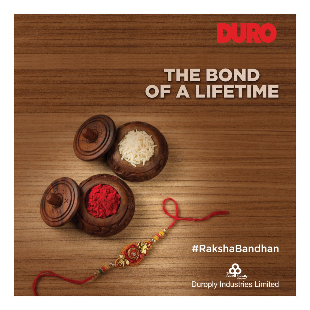 Duroply's tweet photo. The festival of Raksha Bandhan is to cherish the beautiful memories and strengthen the DUROBLE Bond. 
DURO Wishes a Very #HappyRakshabandhan

#duro #duroply #RakshaBandhan #rakhicelebration https://t.co/H6hfWacvzF
