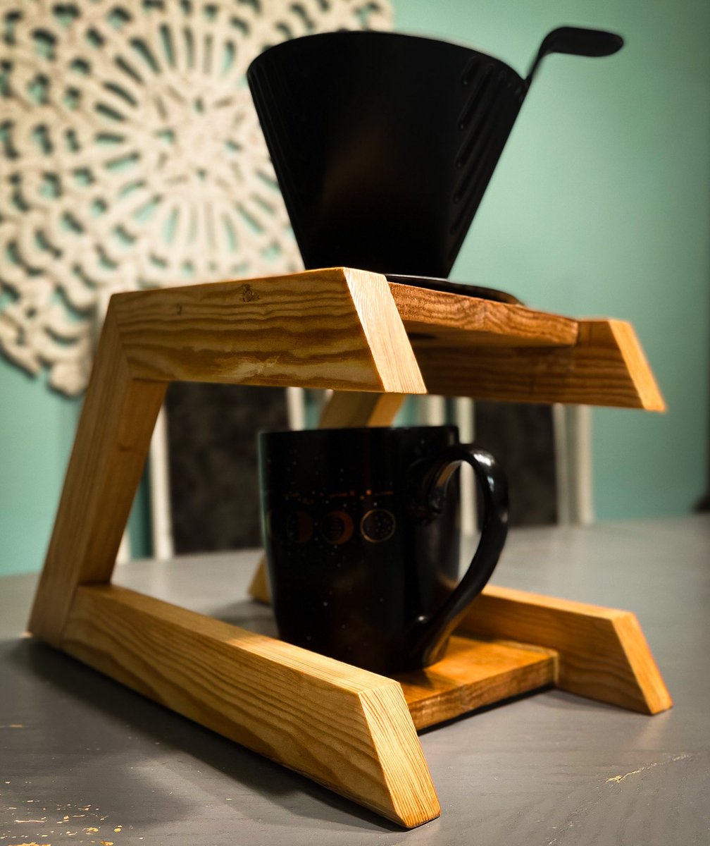 Here’s the piece that almost cost me my fingers.  It’s the first thing I designed and planned on my own. It has its flaws, but will serve as a reminder to do things slowly and safely. 

Now, on to make more! #woodworking #coffee