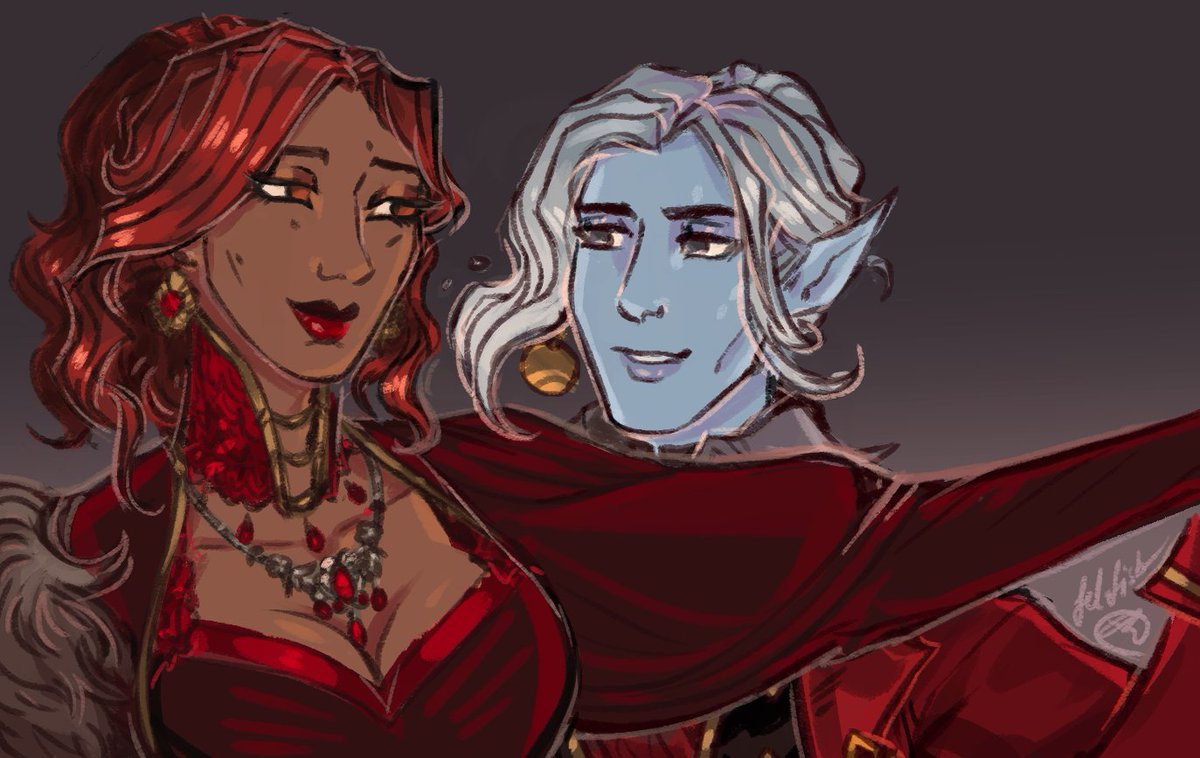 felfisk's tweet photo. ninth comm for @WickedWyk of her friend's character, Ida, sharing a dance with her character, Ciza 
🕺💃

#commission #dnd https://t.co/sWfdFcJb1o