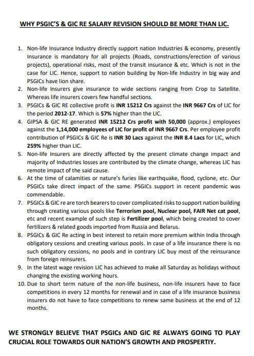 <a href="/nsitharamanoffc/">Nirmala Sitharaman Office</a> <a href="/nsitharaman/">Nirmala Sitharaman</a>  <a href="/FinMinIndia/">Ministry of Finance</a>
Madam, Pls. look at the attached facts &amp; consider our justified &amp; rightful demand for dignified &amp; meaningful #GIPSAWAGEREVISION #atParwithLIC . current offer given by GIPSA is unsatisfactory. Kindly intervene.
<a href="/WInsurers/">WE_INSURERS</a> <a href="/BinoyViswam1/">Binoy Viswam</a>