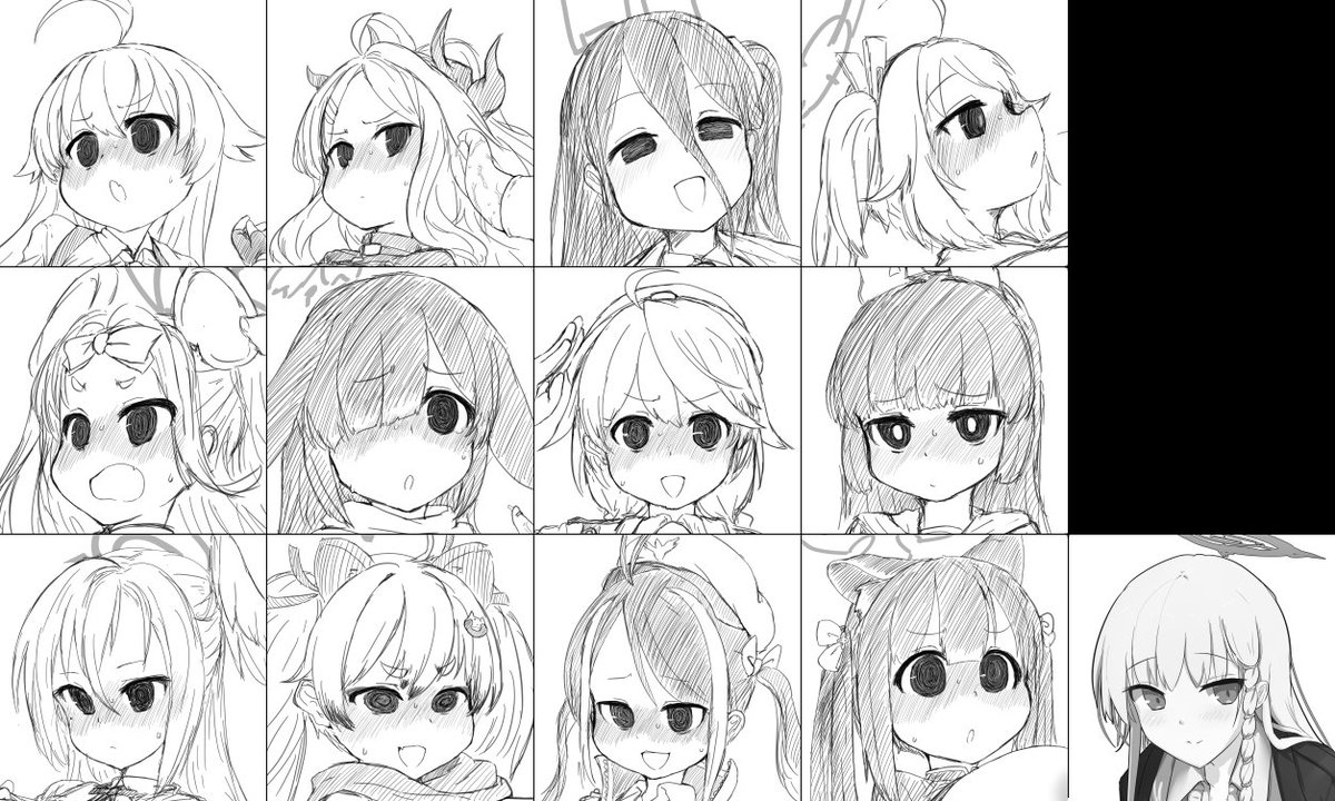 たぶん入稿できたのでこういう本が出ます
ツイッターで描いてる絵を詰め合わせたような感じの本です
今回はブルアカのキャラオンリー
前回に引き続いてぱんだもにうむさん(https://t.co/22LewegJ0d)がゲストに描いていただきました