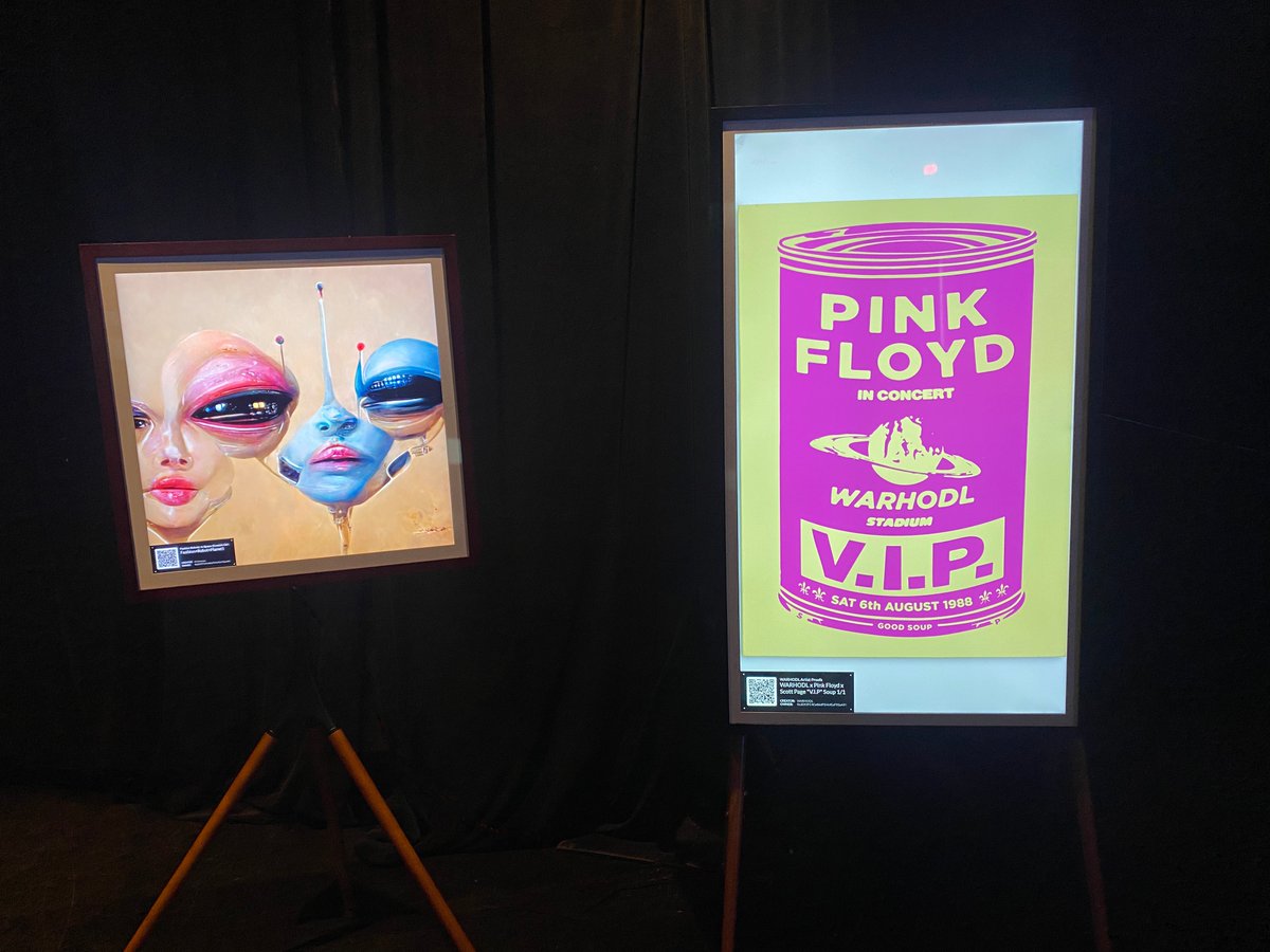Annatarian's tweet photo. Thank you rockstar @katiechonacas for curating my piece into this show! Here is her handiwork: my Fashion+Robots at @MetaNoiseLLC @FutureShape360 next to piece @WARHODL @pinkfloyd X @iamscottpage Proceeds go to
@TeenCancerUSA
https://t.co/VAjzGNZjwZ #LFG #NFTCommunity #Metanoise https://t.co/52oZ3Ji77V