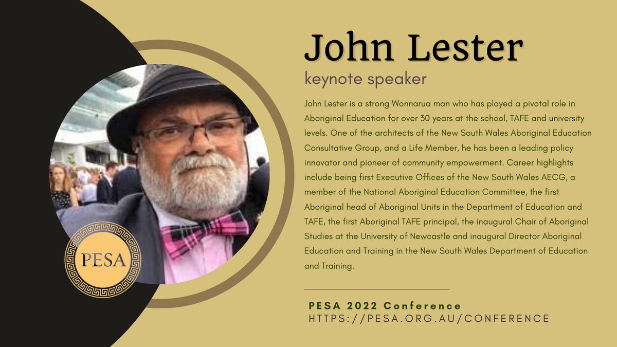PESA (@pesaustralasia) on Twitter photo Announcing our next keynote speaker for #PESAConference2022 #JohnLester who is a prolific scholar in #AboriginalEducation.
<a href="/EpatJournal/">Educational Philosophy & Theory</a> <a href="/PhilOfEdGB/">PESGB</a> <a href="/IntNet_PhilofEd/">International Network of Philosophers of Education</a> @PesaAgora <a href="/womendoingphilo/">Women Doing Philosophy</a> @BeraOf <a href="/AARE_Socio_Ed/">AARE Sociology of Education SIG</a> <a href="/nswaecg/">NSW AECG Inc.</a> Announcing our next keynote speaker for #PESAConference2022 #JohnLester who is a prolific scholar in #AboriginalEducation.
<a href="/EpatJournal/">Educational Philosophy & Theory</a> <a href="/PhilOfEdGB/">PESGB</a> <a href="/IntNet_PhilofEd/">International Network of Philosophers of Education</a> @PesaAgora <a href="/womendoingphilo/">Women Doing Philosophy</a> @BeraOf <a href="/AARE_Socio_Ed/">AARE Sociology of Education SIG</a> <a href="/nswaecg/">NSW AECG Inc.</a>