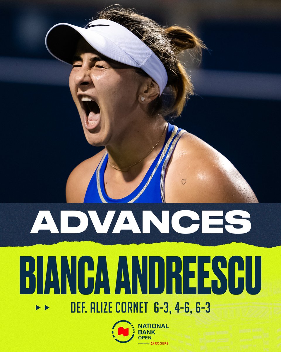 Sportsnet's tweet photo. ONWARD! 🇨🇦

Bianca Andreescu punches her ticket to the Third Round! 🎫

@NBOtoronto | #NBO22 https://t.co/XPqVUz8HSm
