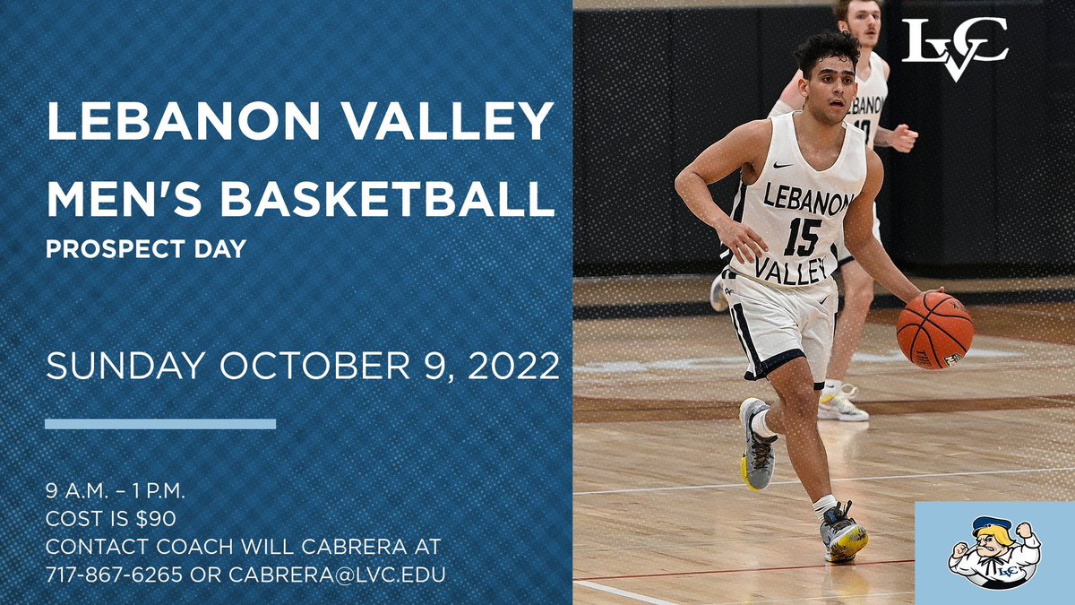 We are 60 days from our 
LVC Men’s Basketball Prospect Day
🏀 Sunday, October 9- 9am- 1pm
🏀 9th-12th Graders
🏀 $80 Day - Register before 10/9
🏀 $90 Day - Register on site
🏀Skill work, Recruiting session with Coaching staff, Competitive Games. 
Limited spots available.