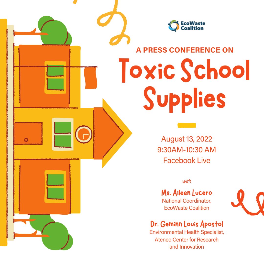 With the upcoming resumption of classes, join us tomorrow, August 13, as we release the results of our latest market investigation on toxic school supplies, and provide consumers with practical advice to avoid toxic exposures!