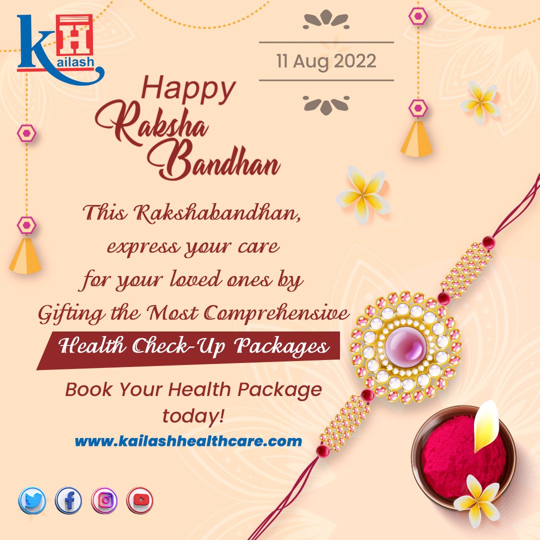 KailashHealth's tweet photo. Kailash Hospital wishes you all a Happy Raksha Bandhan!
May your Sibling #NokJhok & Love get stronger & sweeter while keeping healthy always!
This Rakhi, Gift your Brother/ Sister, our Exclusive Health Package Offers!
#rakhispecial #HealthOffers #SiblingLove #RakshaBandhan https://t.co/Ojguwe8nYi