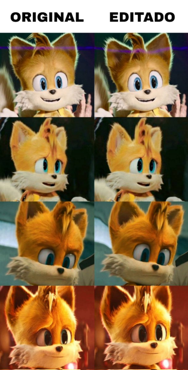 simpdetails's tweet photo. Maybe I'm too demanding, but I think the design of Tails in the movie could have been a little better, I think he would be prettier with a smaller forehead and bigger eyes. What do you think?

#tails #TailsTheFox #SonicMovie2 https://t.co/iAmrLXvKe6