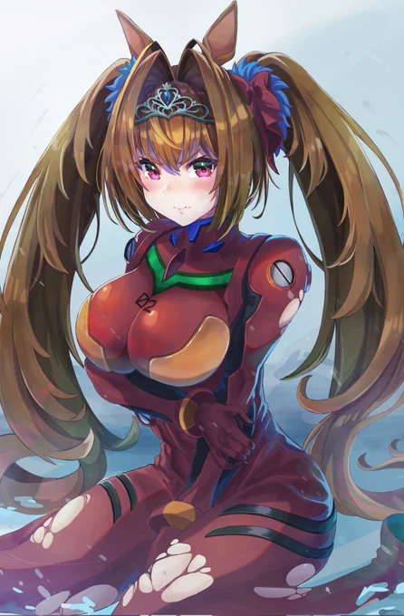 恥ずかしながらもコスプレしてくれたダイワスカーレット#ウマ娘 #エヴァンゲリオン #イラスト #絵描きさんと繋がりたい 