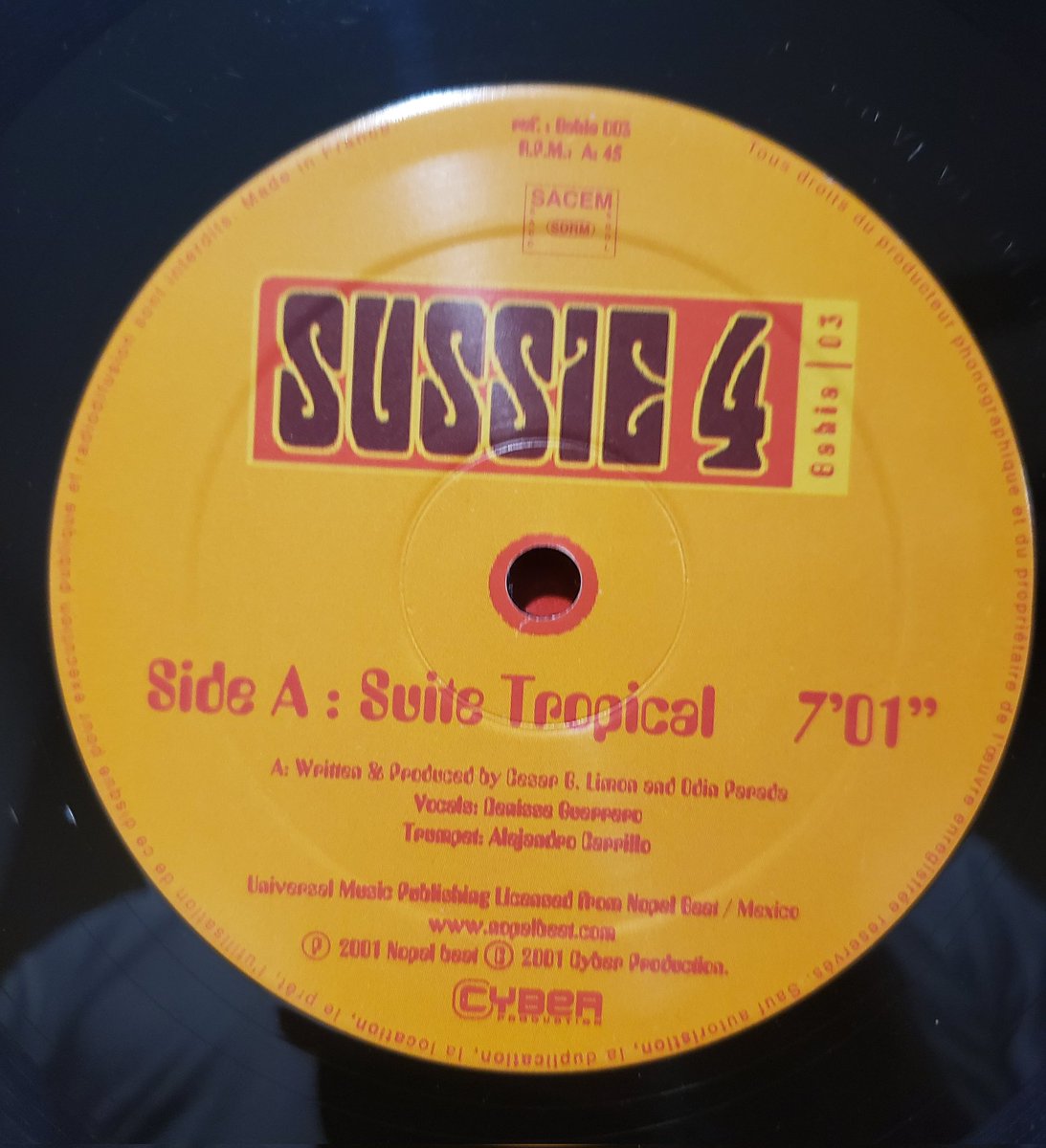 DANTEPH's tweet photo. #Sussie4 #vinyl 12 pulgadas. Lado A: Suite Tropical, Lado B: Fly.
@OdinParada @Cesar_Gudino
©️ Universal Music, #Nopalbeat y Cyber Production,. Año 2001. https://t.co/w0uoY33aOO