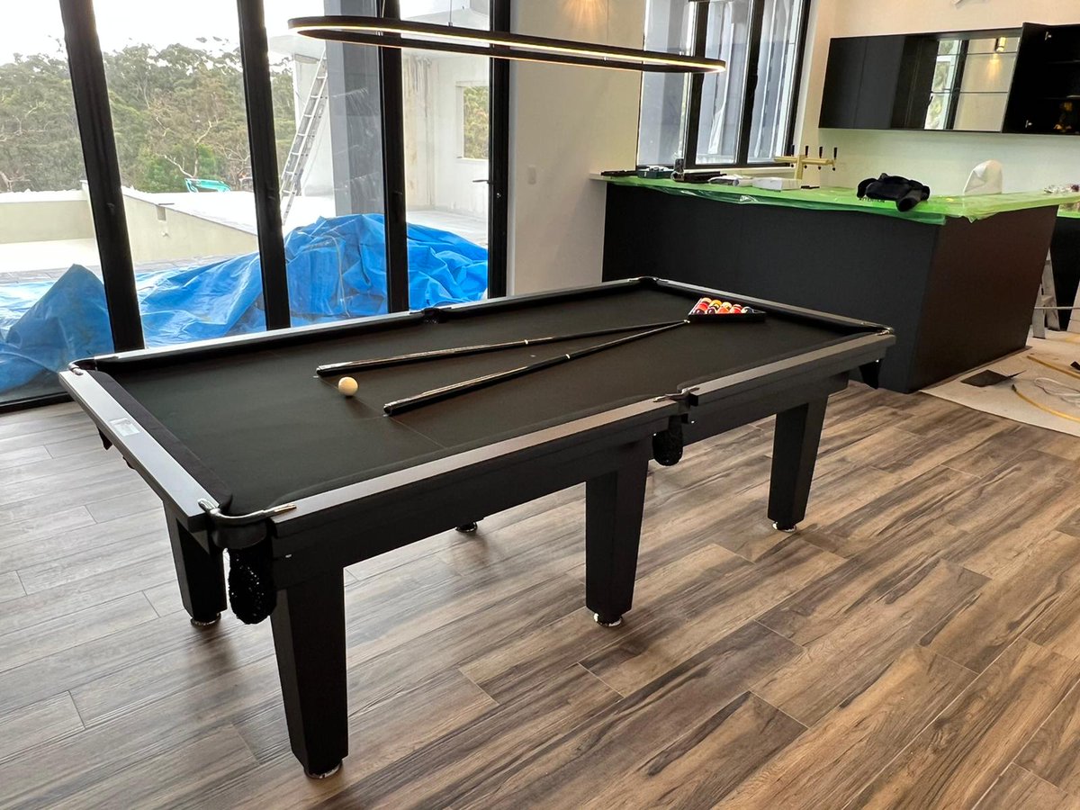 MasterBilliards's tweet photo. Check out this gorgeous Matte Black Table!
Manufactured, delivered &amp; installed by Master Billiards. 
✔Australian Made
✔8ft x 4ft
✔Cambridge Model
✔Slate Top
✔Matte Black Timber Stain
✔Black nets no tassel
✔Black Cloth
✔Black Chrome Fittings
✔Black Leathers https://t.co/aIfh8N6PNE