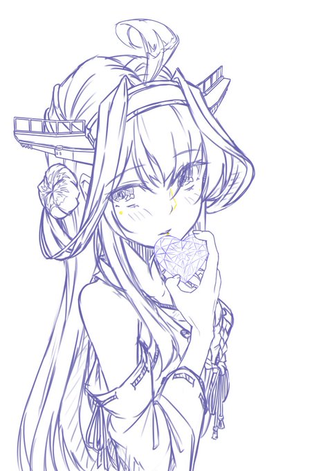 久しぶりに金剛ちゃん描いてるけど頭のヤツとか髪とか難しすぎて永遠に終わらん 