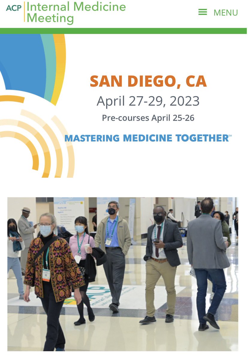 DrElisaChoi's tweet image. .@ACPinternists @ACPMAChapter 🖐🙋‍♀️🙌 #IMProud #ACPIM23 Register “early bird” (deadline Jan 31) for $84 off already discounted member registration. Link here: annualmeeting.acponline.org Avoid #FOMO and register! #MasteringMedicineTogether @drjanetj @DocPhx