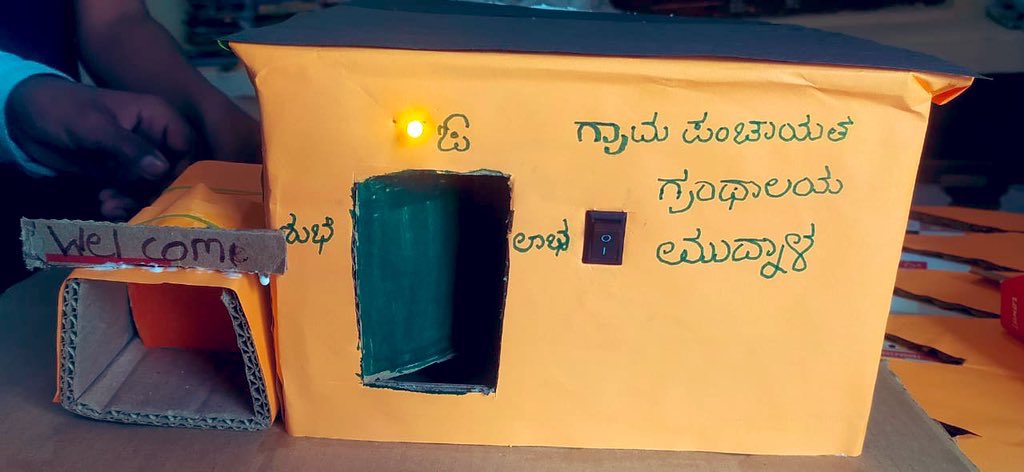 Our inventive library kids making a paper model of their rural library, complete with a tiny light. A symbol of the special place that the library has in their hearts. 
Pics from Yadgir. #unstoppablelibrarykids