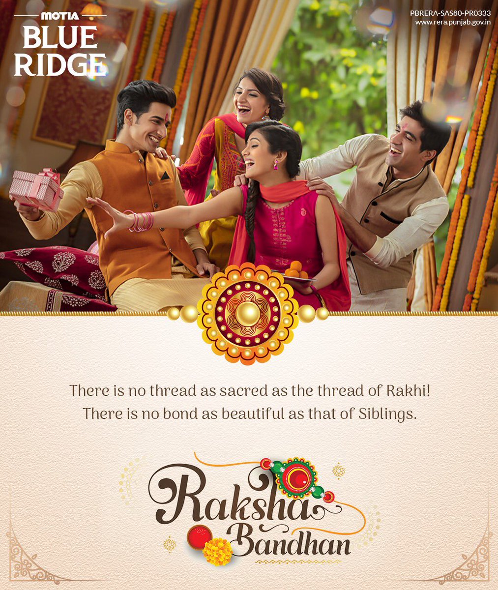 Motia_Group's tweet photo. A festival that stands out as a unique gift of Indian culture and a symbol of unconditional love expressed with a sacred thread.

Motia Blue Ridge wishes everyone a very Happy Raksha Bandhan.

#MotiaBlueRidge #RakshaBandhan #RakshaBandhan2022 #SpecialBond #Siblings #RealEstate https://t.co/SRzn27GkFO