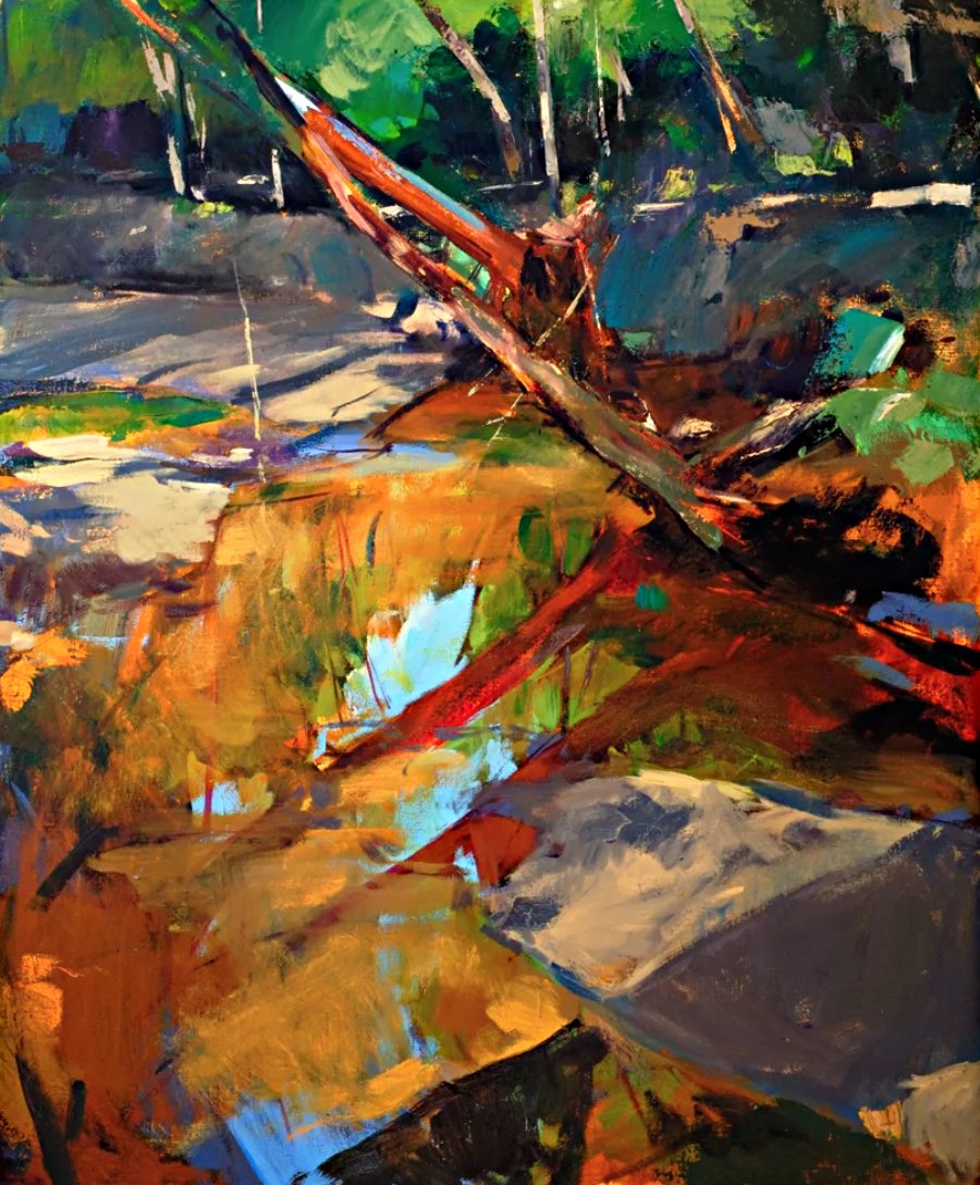 Cottage_Curator's tweet photo. Pates' impasto strokes bring a literal &amp; figurative depth to his plein air landscape [📸: #ClivePates, "ii Crook Branch, Woodburn Park," Oil on linen, 39" x 33"] https://t.co/qRJEnrVKXX See his work in #MuseumsCollect https://t.co/uK3GezhpML #virginiaartist #painting #pleinair https://t.co/Lm8h7SexaJ