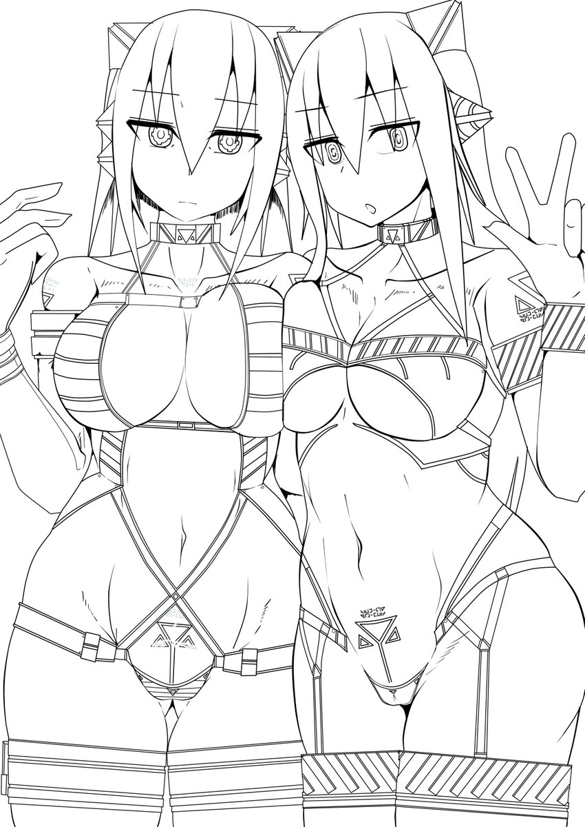 過去絵の線画置いておくので暇な人は塗り絵に使ってください 