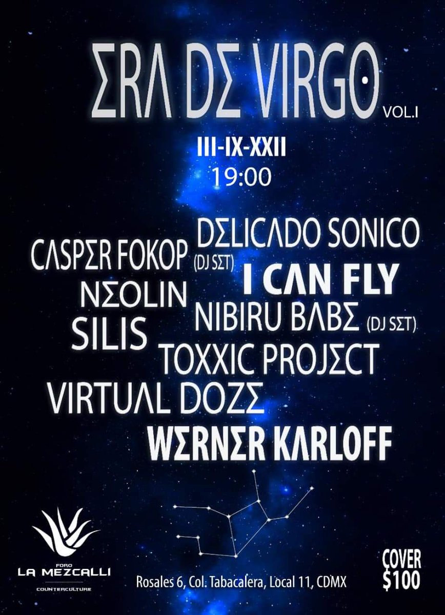 ToxxicProject's tweet photo. Septiembre 3   (La Mezcalli)
#ToxxicprojectLive 
#ICanFly 
#WernerKarloff
#Silis 
#VirtualDoze
#Neolin
#DelicadoSonico https://t.co/dhmPhOv5GM