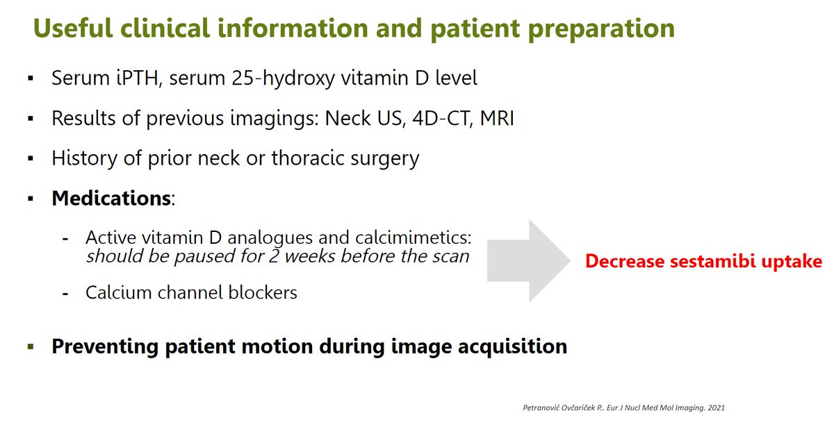update_in_nm's tweet photo. Active vit D analogues, calcimimetics, and CCBs could result in decrease MIBI uptake in the parathyroid glands. The recent protocol recommends pause the first two agents for 2 weeks before the scan. #parathyroidscan #vitaminD #calcimimetics #parathyroid https://t.co/tikl3XAMFk