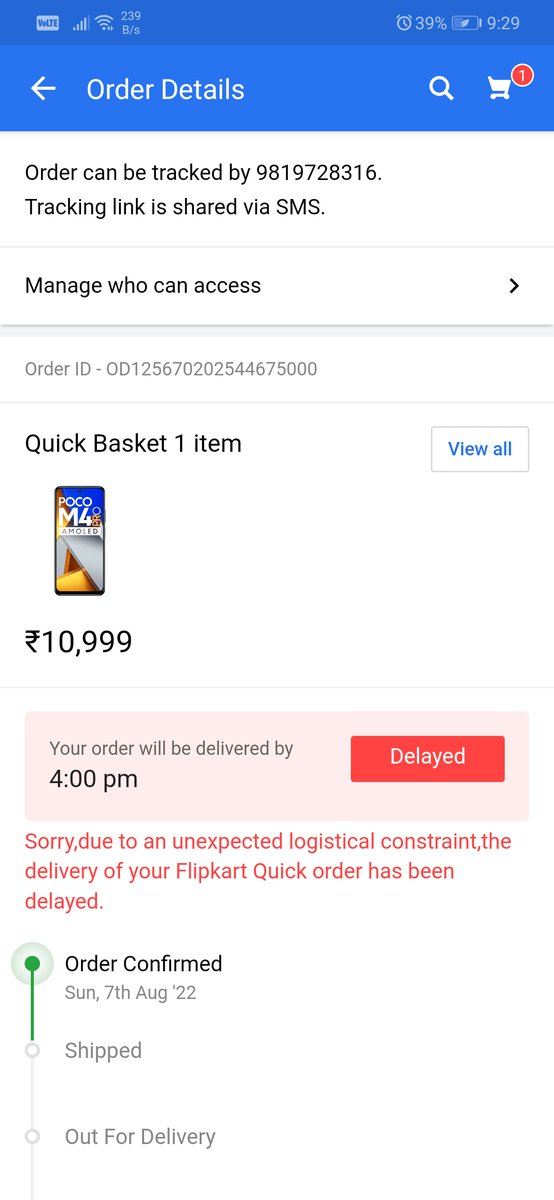 AmitJasani1's tweet photo. @flipkartsupport @flipkartsupport is the order mentioned in screenshot ever going to be delivered? This was supposed to be a gift for rakshabandhan but still no response even after escalatng with your support team. https://t.co/Hx2tVhfUQS