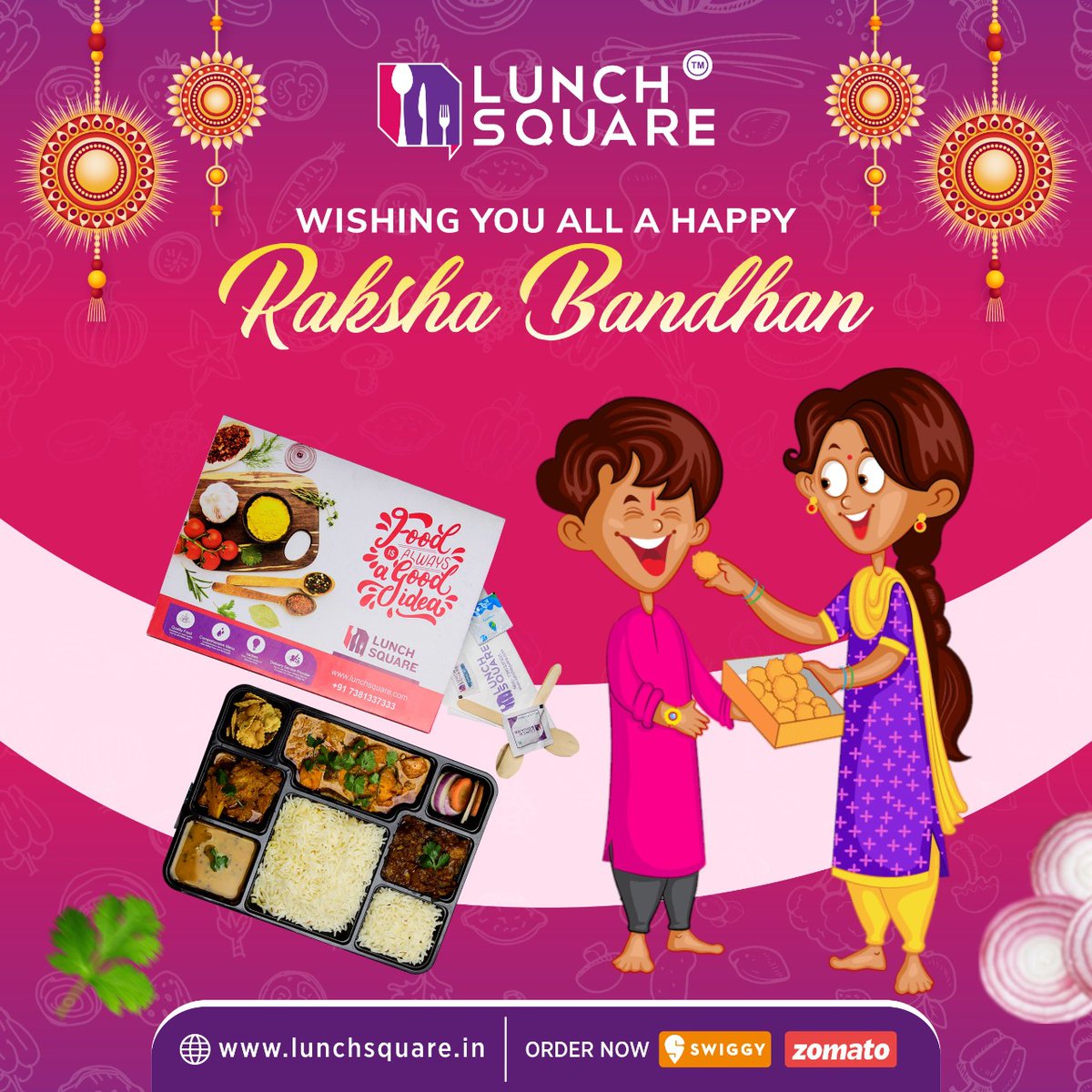 LunchSquare's tweet photo. Raksha bandhan is the festival of bonding between siblings, have a great day and a wonderful year ahead.

Lunch Square Wishing you all a Happy Raksha Bandhan!!! https://t.co/9N6d9YYygz