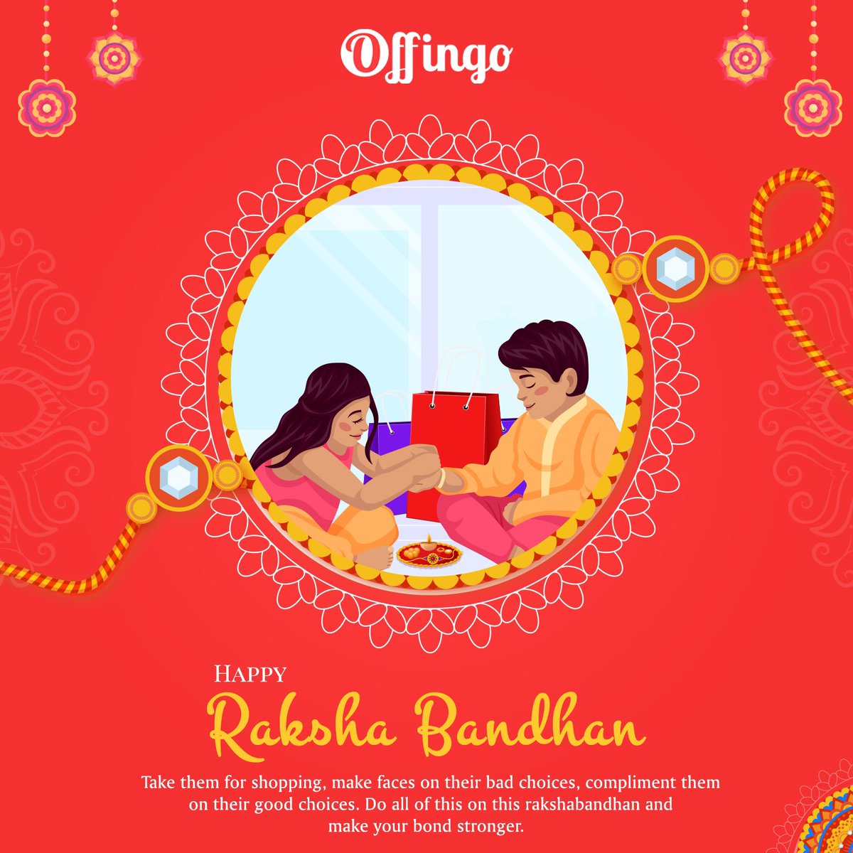 offingoofficial's tweet photo. Rakhi pe how to deal behno ki keemti demands? Here’s a #RakhiCheatCode aise situation ke liye.
Take them for shopping, make faces on their bad choices, compliment them on their good choices.
Happy Raksha Bandhan 

#offingo #rakshabandhan #rakshabandhanspecial #rakhi2022 https://t.co/KH81LN6swf
