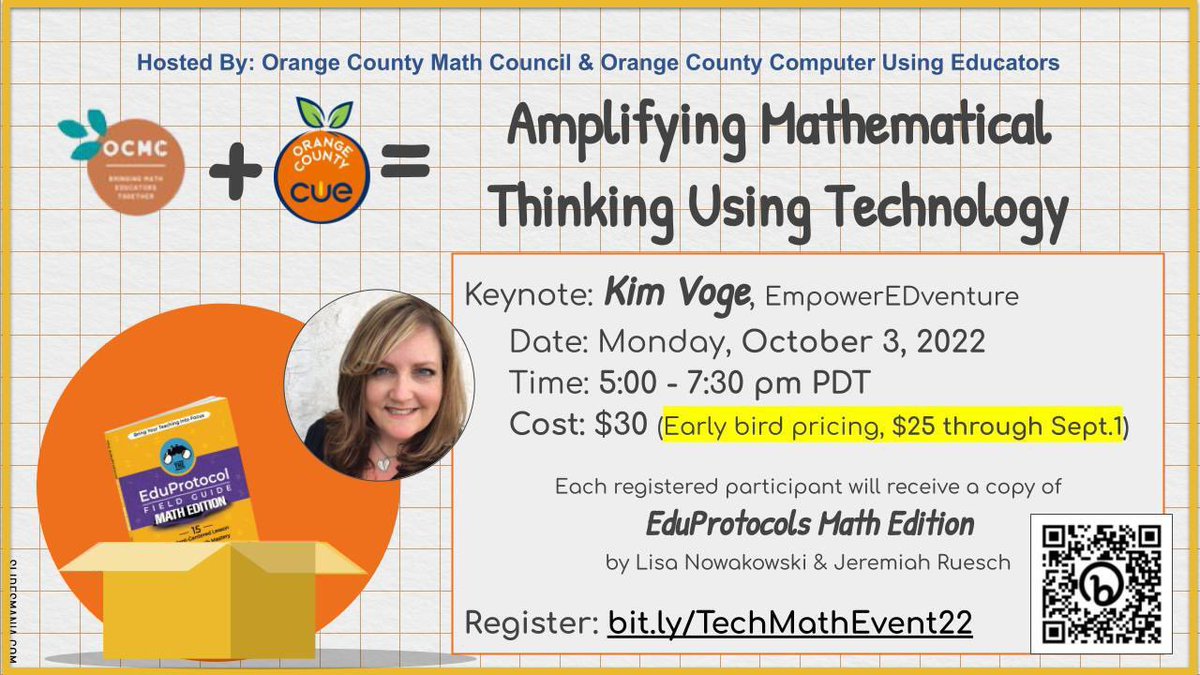Join <a href="/OCMathCouncil/">OC Math Council</a> and <a href="/occue/">Orange County CUE</a> for an afternoon of learning. Keynote by <a href="/KVoge71/">Kimberly Voge</a> Everyone gets <a href="/eduprotocols/">@EduProtocols</a> Math Edition by <a href="/NowaTechie/">Lisa Nowakowski (she/her)</a> and @mathkaveli bit.ly/TechMathEvent22