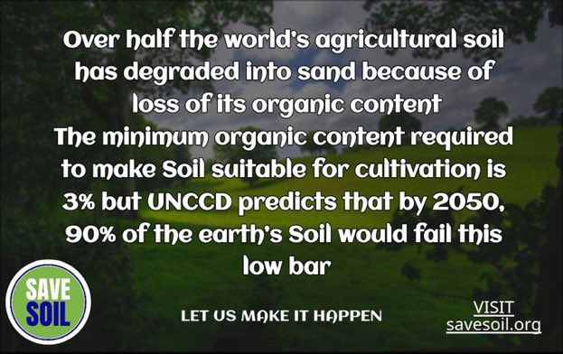 kamallala8's tweet photo. @SadhguruJV @UNCCD The Solution for land degradation lies beneath our feet. Raising Soil Organic content b/w 3%-6% via plant litter &amp; animal waste is cost effective &amp; panacea for climate crisis we are witnessing today. #SaveSoilSaveEnvironment 

https://t.co/2aLBwV9HMZ https://t.co/5BHe1rfLqw