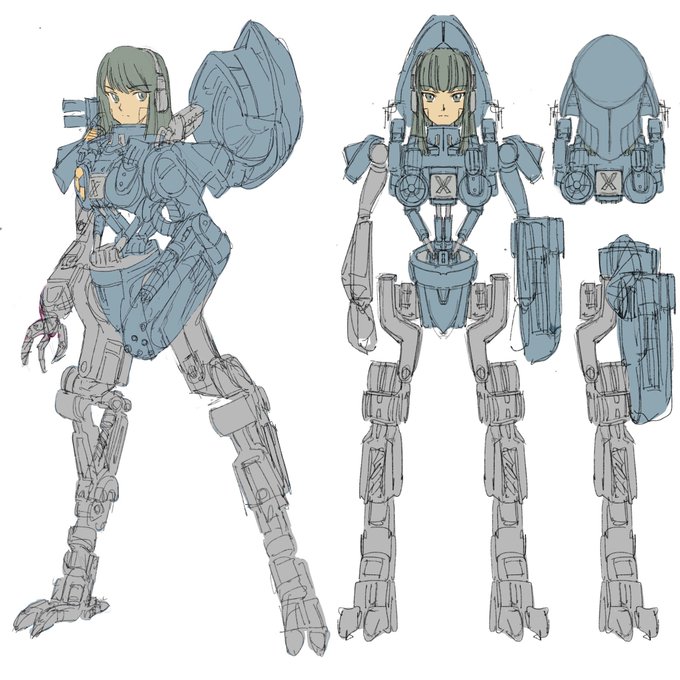 DPDロボ娘2号機さんのイメージ固め用のラフとDPDロボ娘さんの絵を纏めてみました(◍•ᴗ•◍) 