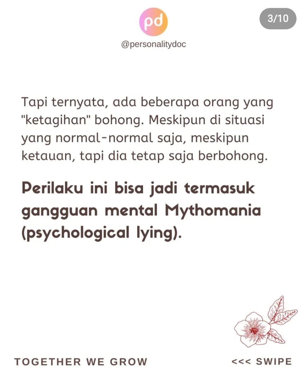 personalitydoc_'s tweet photo. Kayak Lee Anna (?) π€ Klik link di bawah utk slide lengkapnya ππ»
https://t.co/VvDkgvD0Yl
#Mentalhealth #MentalHealthMatters #MentalHealthAwareness #mentalillness #Personality #bohong #toxic #psikologi #kesehatanmental #riliv #pijarpsikologi https://t.co/UhUXaUhGj2