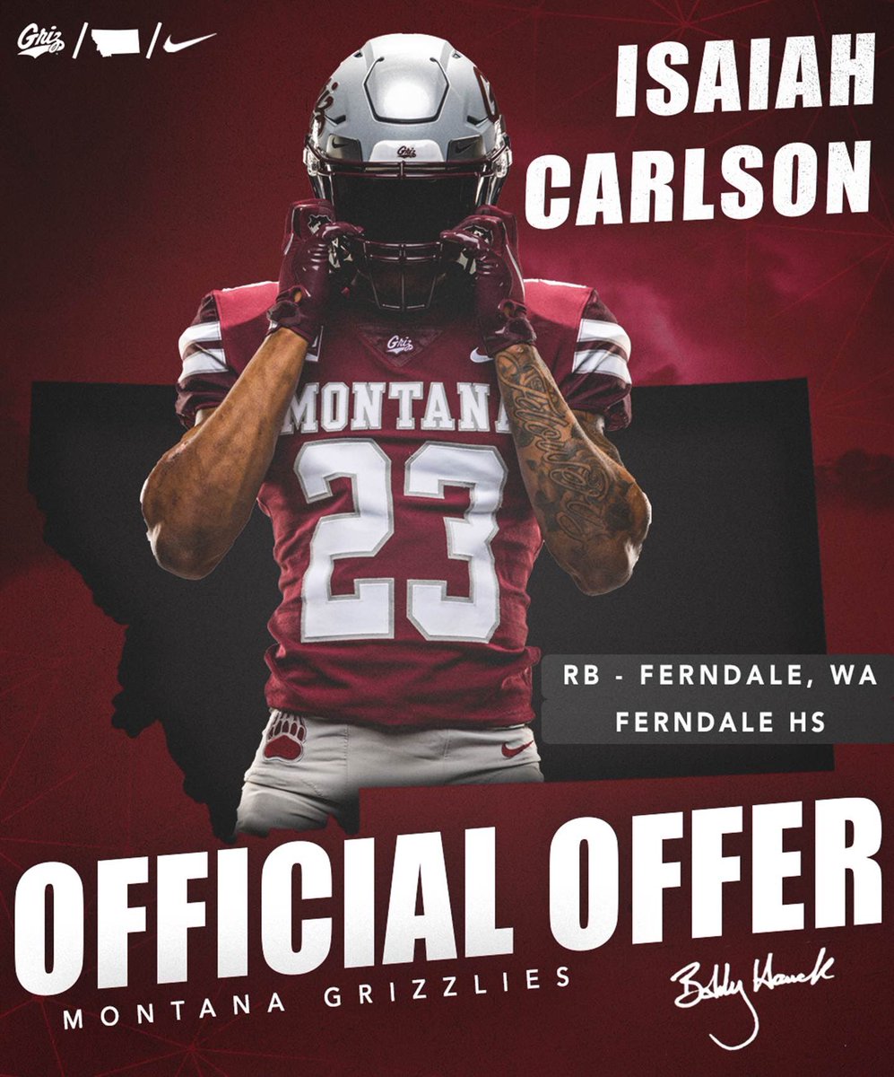IsaiahCarlson4's tweet photo. After a great conversation with Coach Green, I’m excited to say I’ve received an offer from @MontanaGrizFB @GrizCoachGreen #GoGriz https://t.co/aCTV6H8QWR