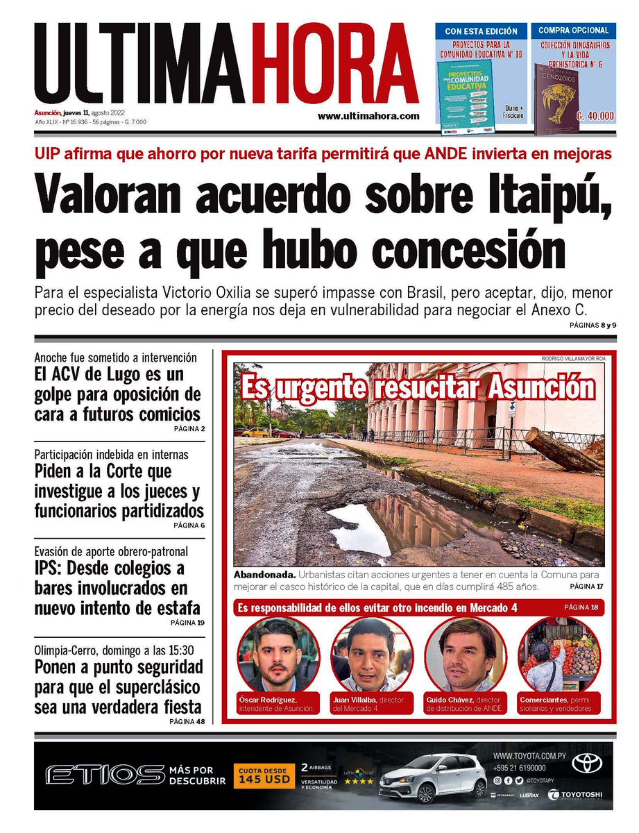 UltimaHoracom's tweet photo. ¡Buenos días! Esta es la portada #UHPy de este jueves con los siguientes títulos principales: https://t.co/UGqyB11Fq1