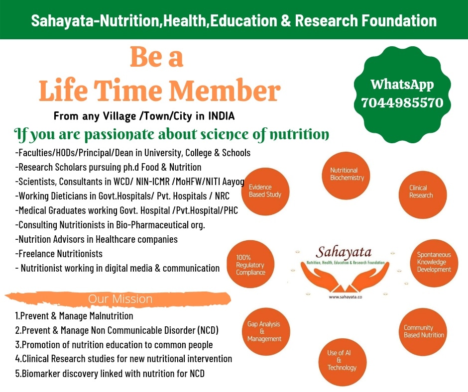 SahayataFounda2's tweet photo. Join us to spread the #ScienceOfNutrition to common people to provide health benefits to prevent and manage #Malnutrituon #NonCommunicableDisease . https://t.co/SWwmImsnnp