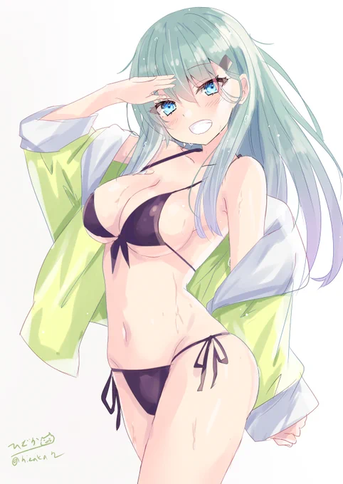 「ちーっす!」水着の鈴谷#艦これ版深夜の真剣お絵描き60分一本勝負#艦これ版真剣お絵描き60分一本勝負_20220810 