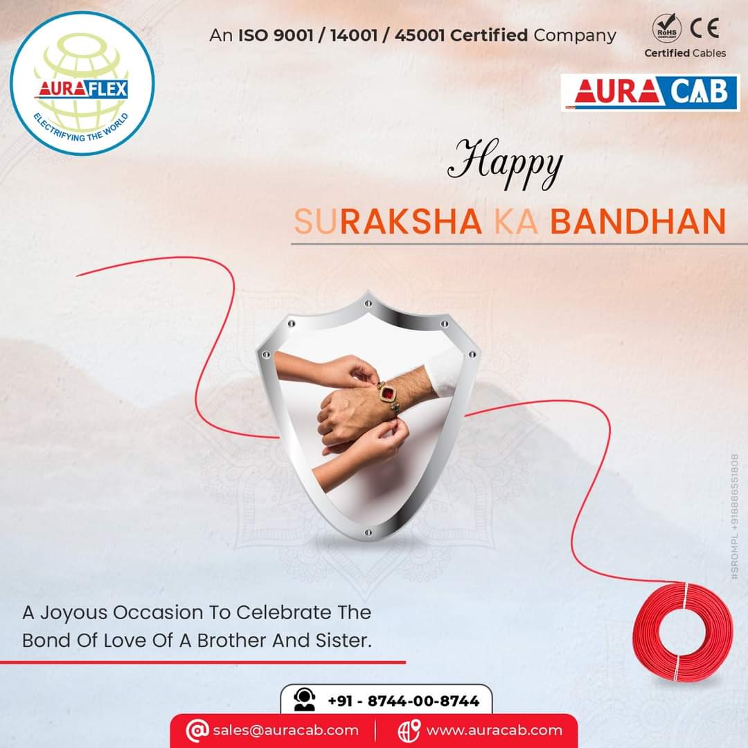 auracabcables's tweet photo. #HappyRakshabandhan #rakshabandhan #rakhi #brothersisterfestival #rakshabandhan2022 #wires #cables #electricalsafety #housewire #firesafety #shortcircuit #industrialwire #auracab #safetyfirst  #electricwire #thermocouplecable #thermocouple  #wireandcables #srompl #india https://t.co/WVqher5QDb