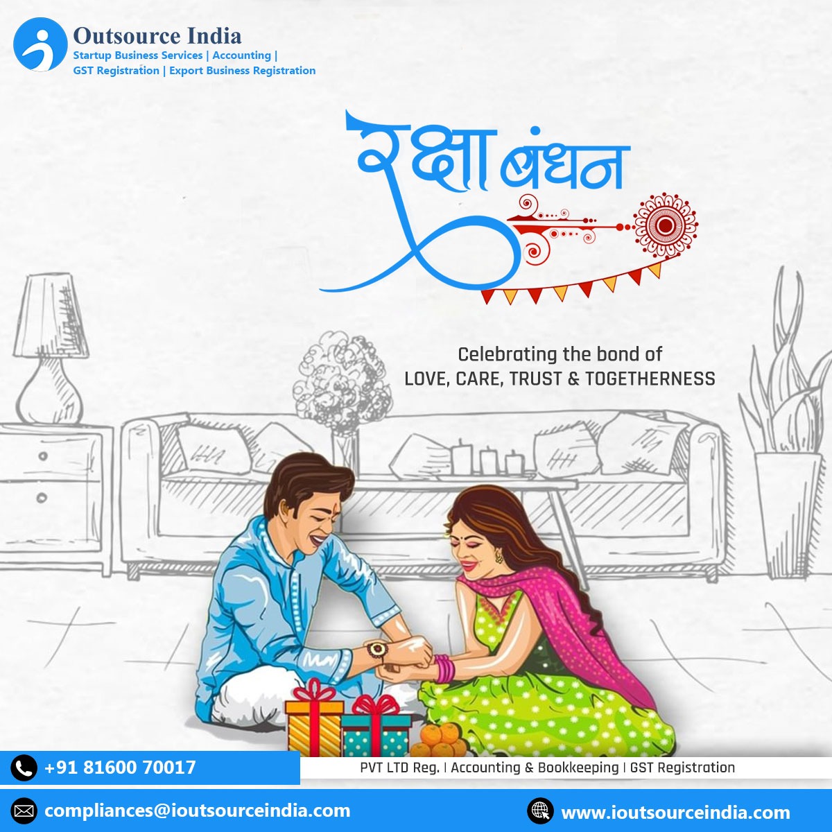IOutSourceIndia's tweet photo. On The Occasion Of Raksha Bandhan🥳, We Are Sending Warm Greetings To You And Your Loving Sibling To Have A Wonderful Festive Time.

Wish You All A Happy Raksha Bandhan❤️ From IOutSource India!

#happyrakshabandhan2022 #RakshaBandhanReview #IOutSource_India https://t.co/za9p8fvdNZ