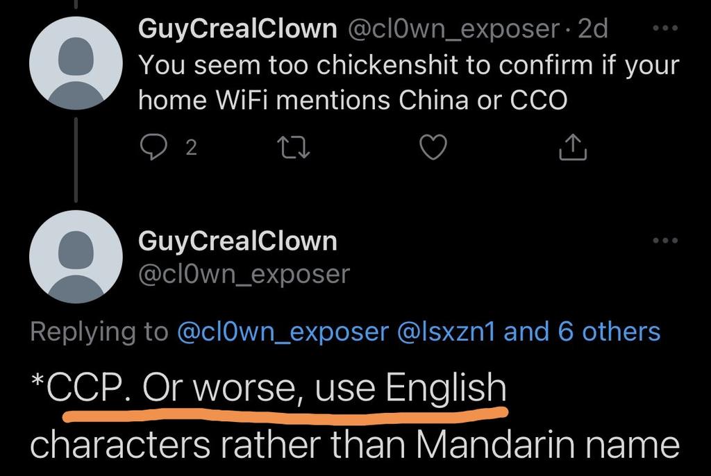 lsxzn1's tweet photo. @cl0wn_exposer @4Rivers6Ranges @amish_hooligan @JSherredAdams @caitoz You said my wifi name mentions ccp？right？Did I wrong about you？？😅 https://t.co/5j7HbYdQsG