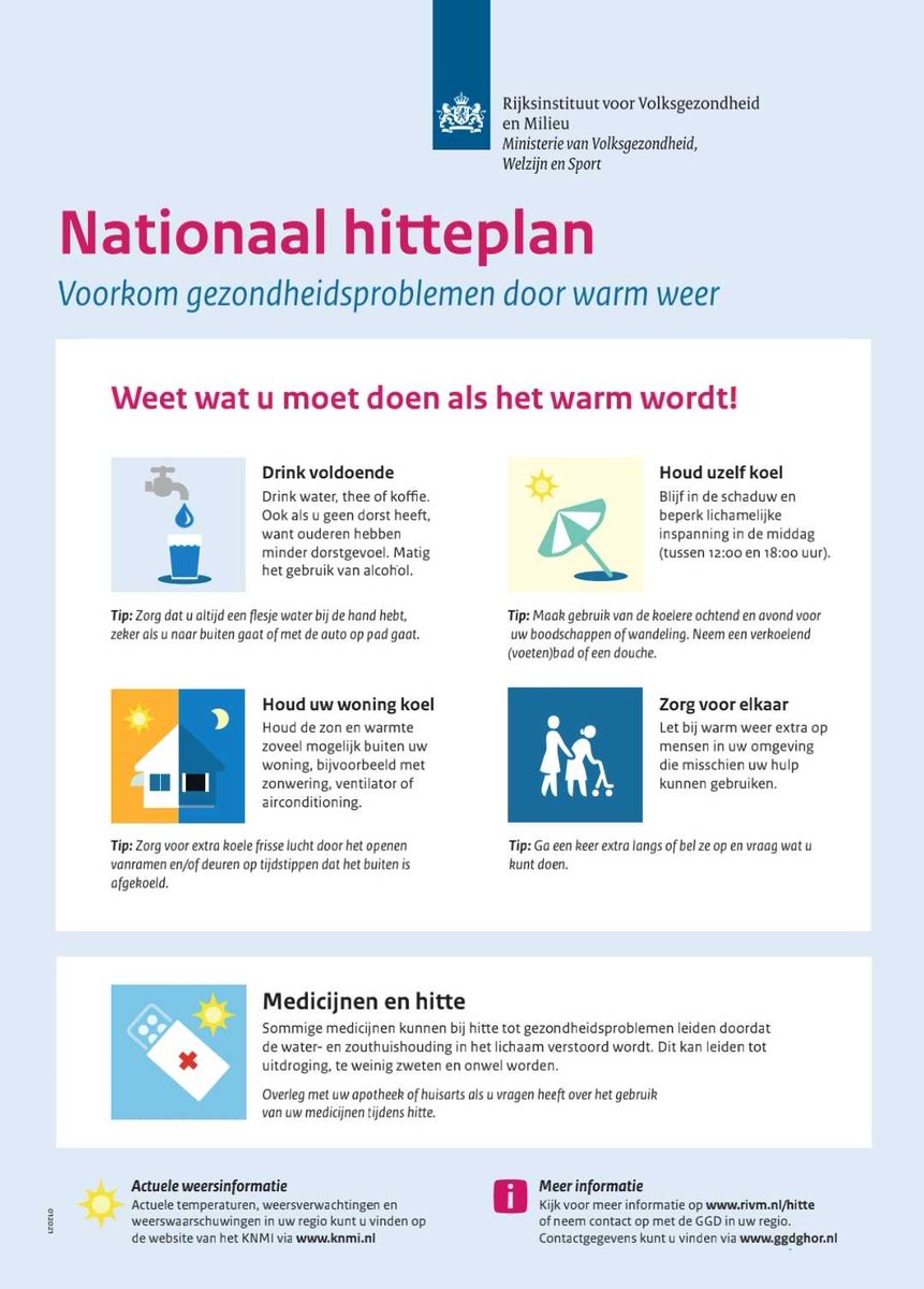 Het hitteplan is weer actueel. Voor meer informatie zie de website van het RIVM.

#politienoordwestfryslan #politienoordnederland #politie #harlingen #waadhoeke #terschelling #vlieland #waakzaam #dienstbaar #fryslan #bestsocialpolitie