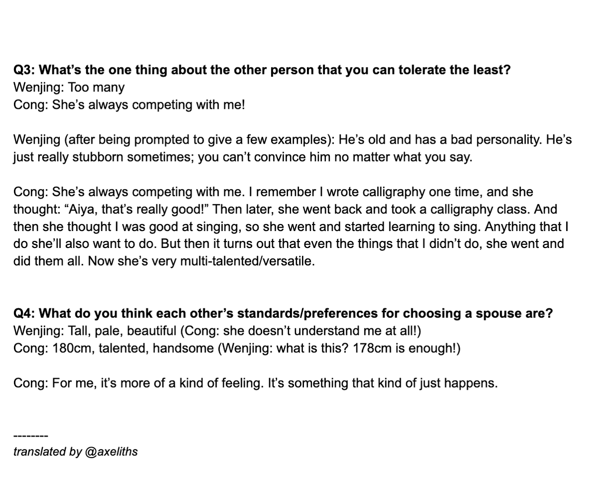 axeliths's tweet photo. did quick translation of sui/han's "how well do you know each other" segment on ep 6 of the masked dancing king 

might be a few mistakes here and there, pls lmk!

#SuiWenjing #HanCong https://t.co/vpfmUQfB12