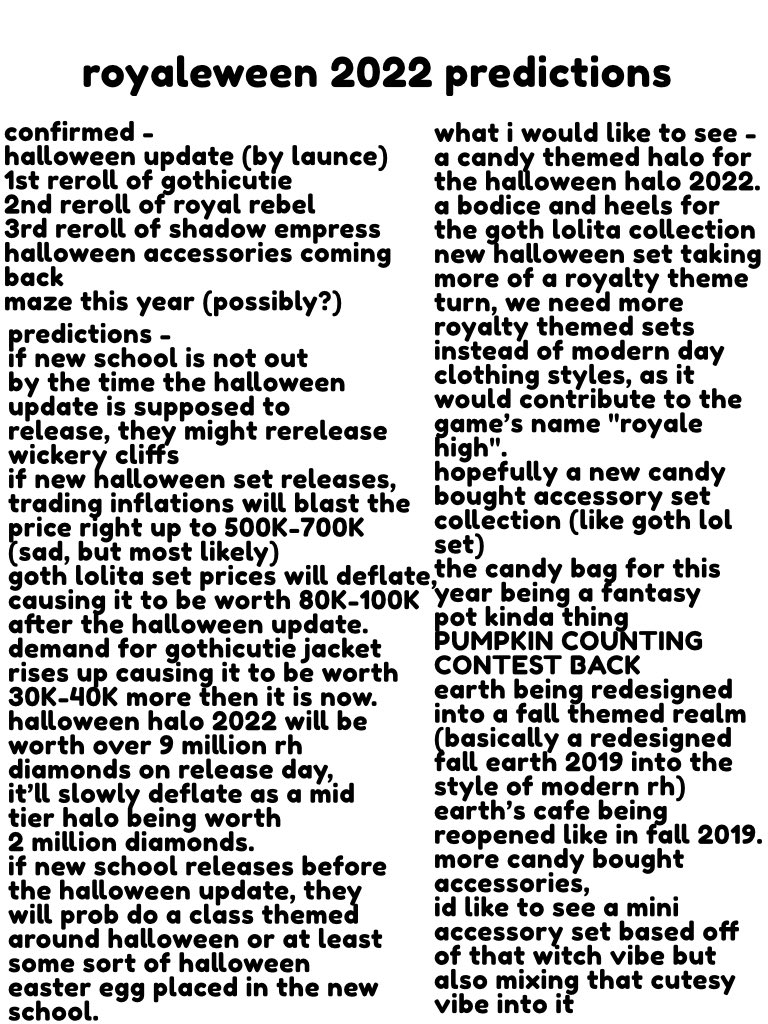 royaleween 2022 predictions!!
(also sorry for the lack of rk2 content D:)

#royalehigh #royaleween #royaleween2022 #royalween2022
#royalehighconcept #royalehighconepts #royalehighpredictions #prediction
#halloween #halloween2022