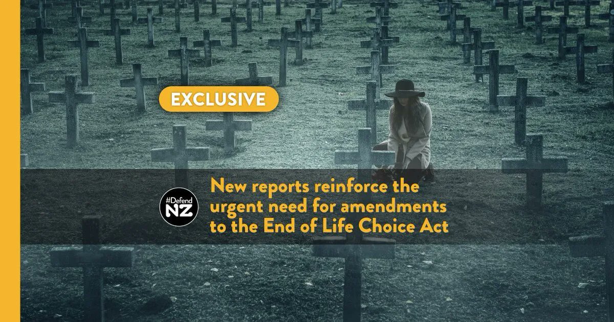 DefendNZ's tweet photo. It's been ten months since the End of Life Choice Act came into force. Significant issues have been identified include a lack of detailed reporting, lack of palliative care uptake, misleading statements and much more.
Read the full story at:
https://t.co/XhE9wyWWHo
#DefendNZ https://t.co/X4Qbk9FLlK