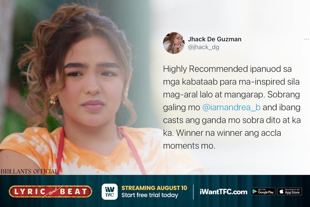 spiralalicee's tweet photo. Viewers love for Andrea Brillantes as Lyric in #LyricAndBeat? Check this out 🤩 

NEW EPISODE of #LyricAndBeat tomorrow night at 8PM (PH Time) on iWantTFC! https://t.co/kgHNmZUt5v https://t.co/06Droh45U7