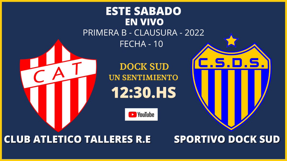 titogol_docksud's tweet photo. CAMBIO DE HORARIO 📢
El partido ante Talleres de Escalada se paso para las 13:15 hs del sábado.
Seguilo por nuestro canal Dock sud un SENTIMIENTO en YouTube..
#TITOGOL
#32años
#TercerTiempo https://t.co/X8TXuRE34d