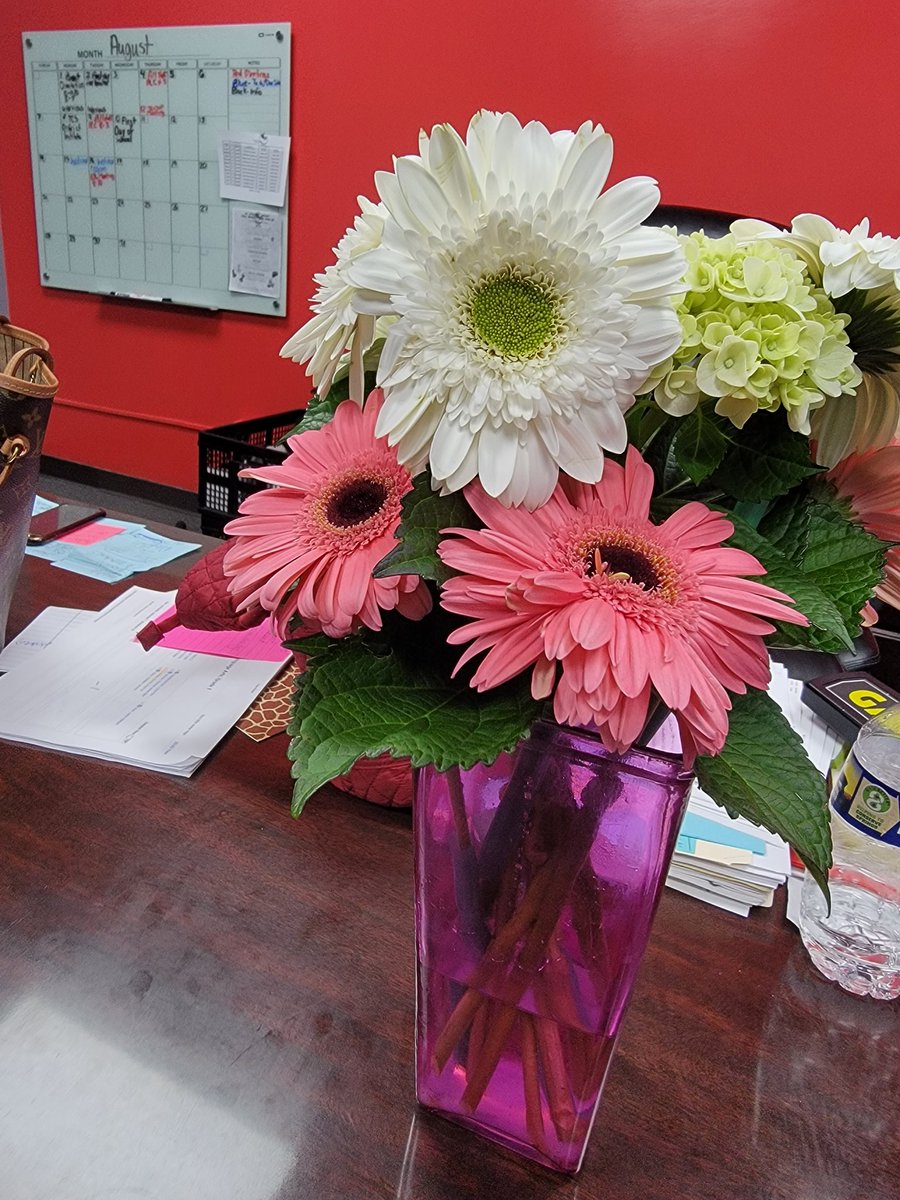 _BrittanyWJ's tweet photo. My first day of school as Principal Johnson was great! One of my awesome teachers got me some beautiful flowers and made my day! Our Walk of Champions went well, I taught a lesson, and l Iearned about 50 names. It was truly a great day to be a Tiger! 🐯🐯❤️😊 #PrincipalJohnson https://t.co/TKe0r2cU65