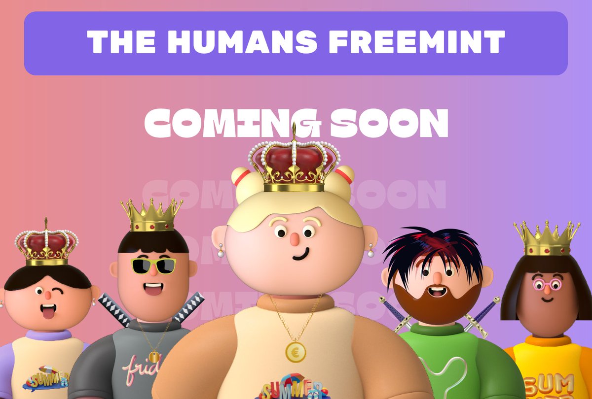 "   🌍THE HUMANS, Are You Ready!~

SUPER EVENT,  1000 new discord members will get the WL role with 1 free mint.
👉들어오기만 하면 WL룰 지급! 
🥳무료 민팅을 놓지지 마세요! 
#nft #NFTs #NFTGiveaway #NFTGiveaways #FreeMint #Airdrops
 #NFTCommunity #NFTartist #OpenSea #NFTGame #NFTM