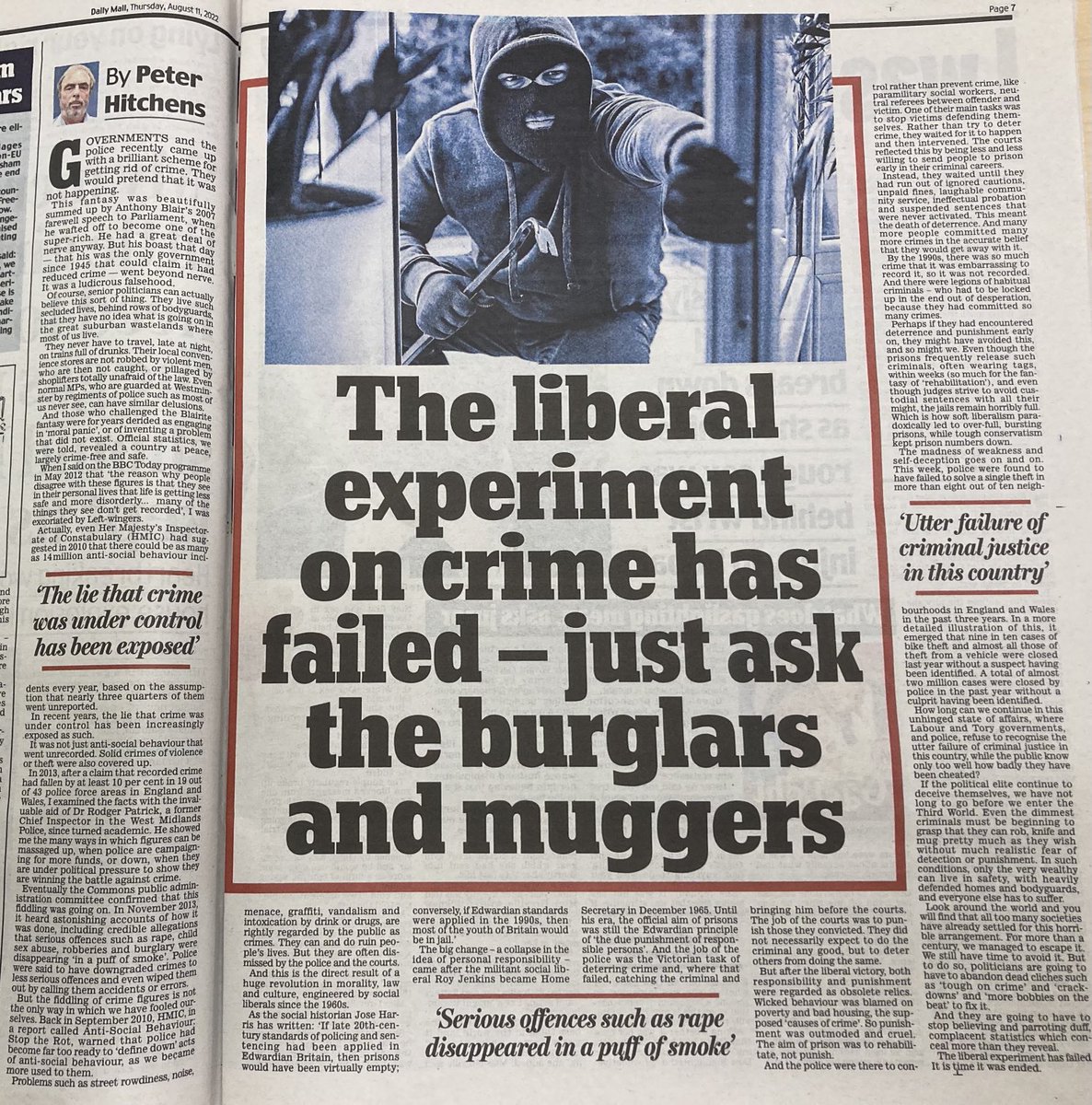 My article on the failure of liberal criminal justice policies in today’s Daily Mail: