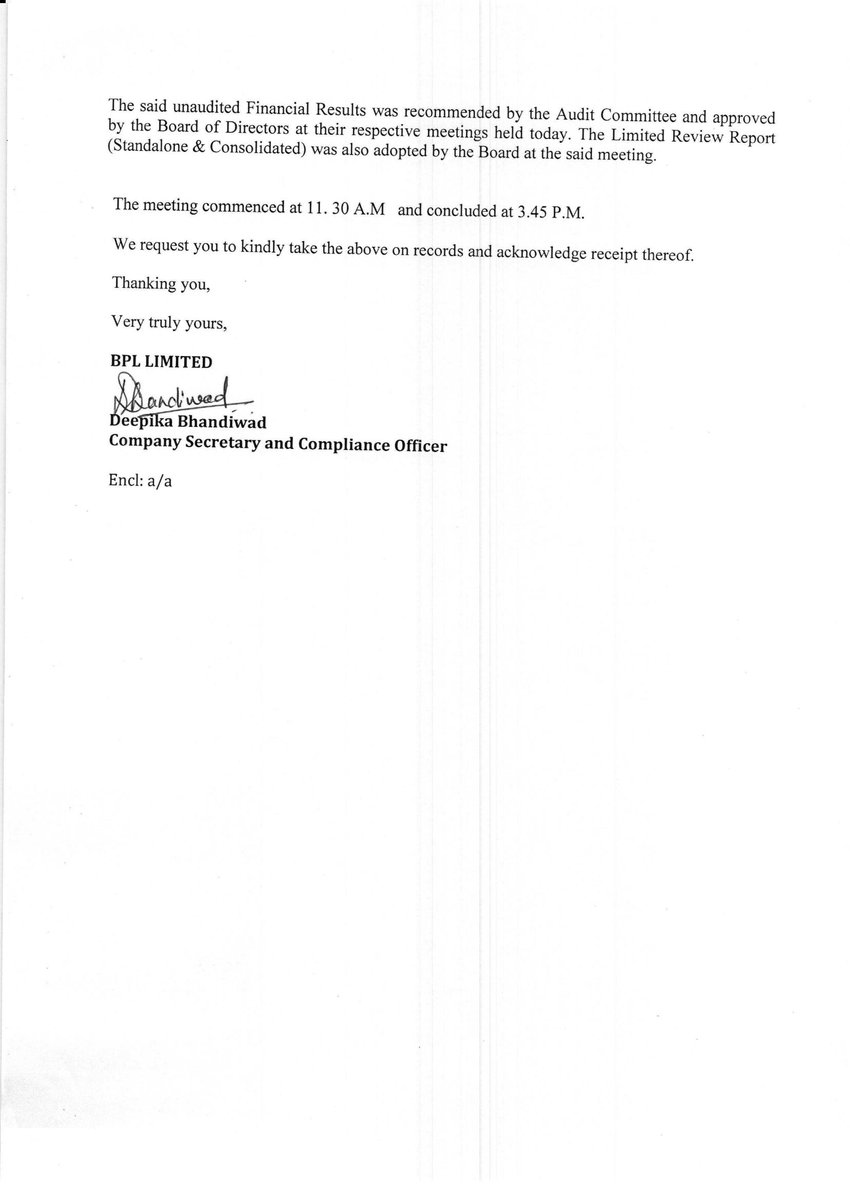 MarketUpdates6's tweet photo. BPL LTD. - 500074 - Unaudited Financial Results For Quarter Ended 30Th June 2022. Full Details : https://t.co/E9raXJpMvI https://t.co/2qPYBx7nSa