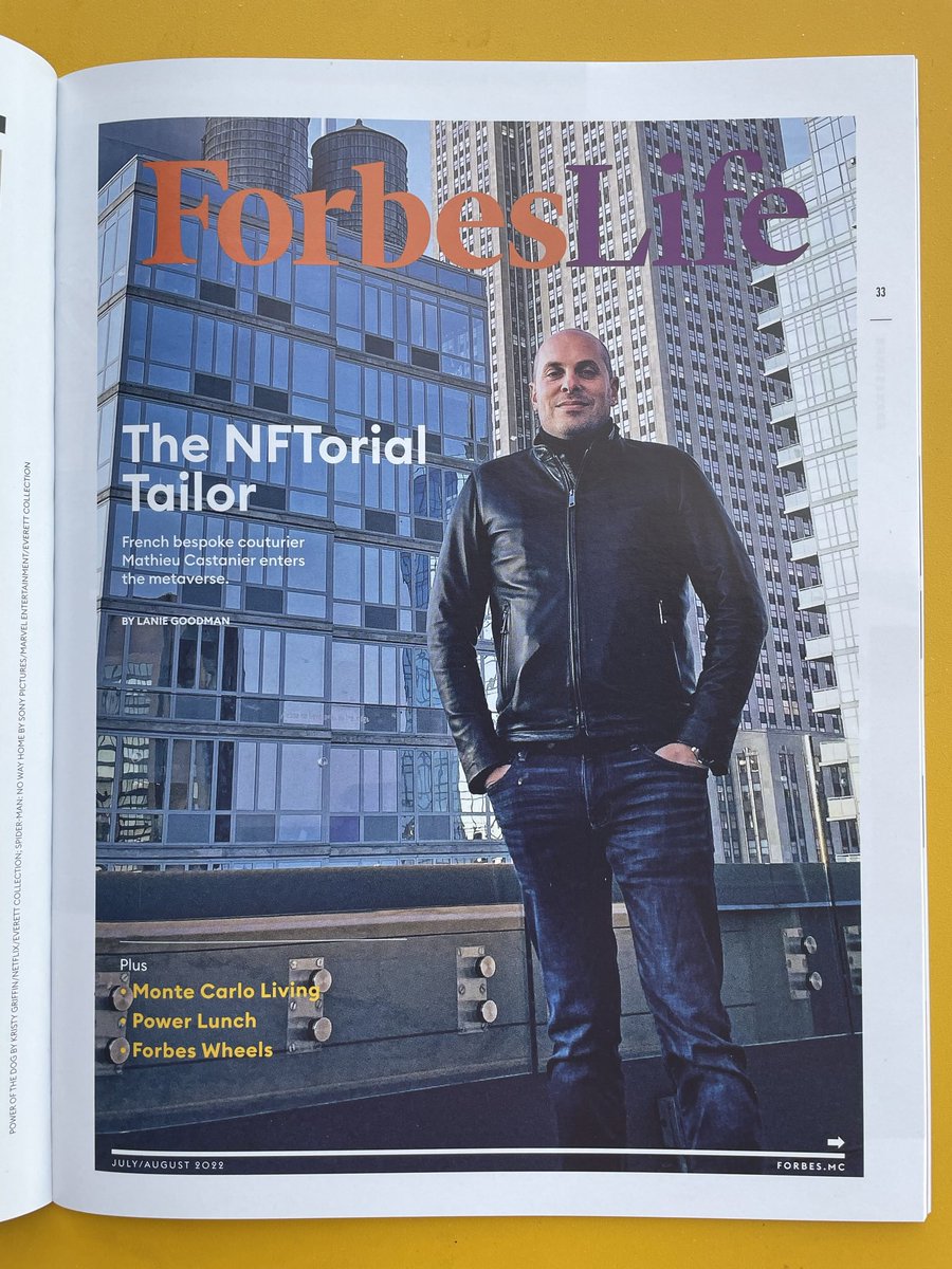 castaniermc's tweet photo. | @ForbesMonaco The NFTorial Tailor 

French Bespoke Couturier Mathieu Castanier enters the Metaverse by Lanie Goodman.

Thank you @ForbesMonaco for having me on your Forbes Life Cover showcasing my Bespoke Brand landing in Monaco and its new development in Web3 NFT &amp; METAVERSE! https://t.co/pMHU3lJzUe