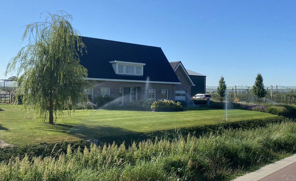 Het is maar wat je echt belangrijk vindt… een immer groen gazon. #droogte